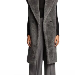 Authentic MaxMara Charcoal Teddy alpaca fur Vest coat